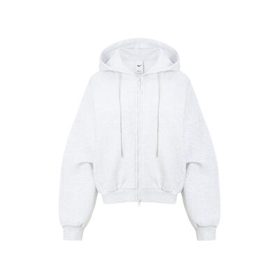 SWEAT HOOD CROP JACKET_32YE4820, 화이트멜란지